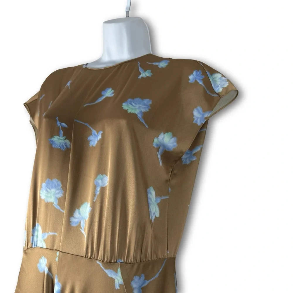 $495 Vince Womens Valentina Sea Carnation Cap Sleeve Long Dress Sz 6 - Picture 3 of 8